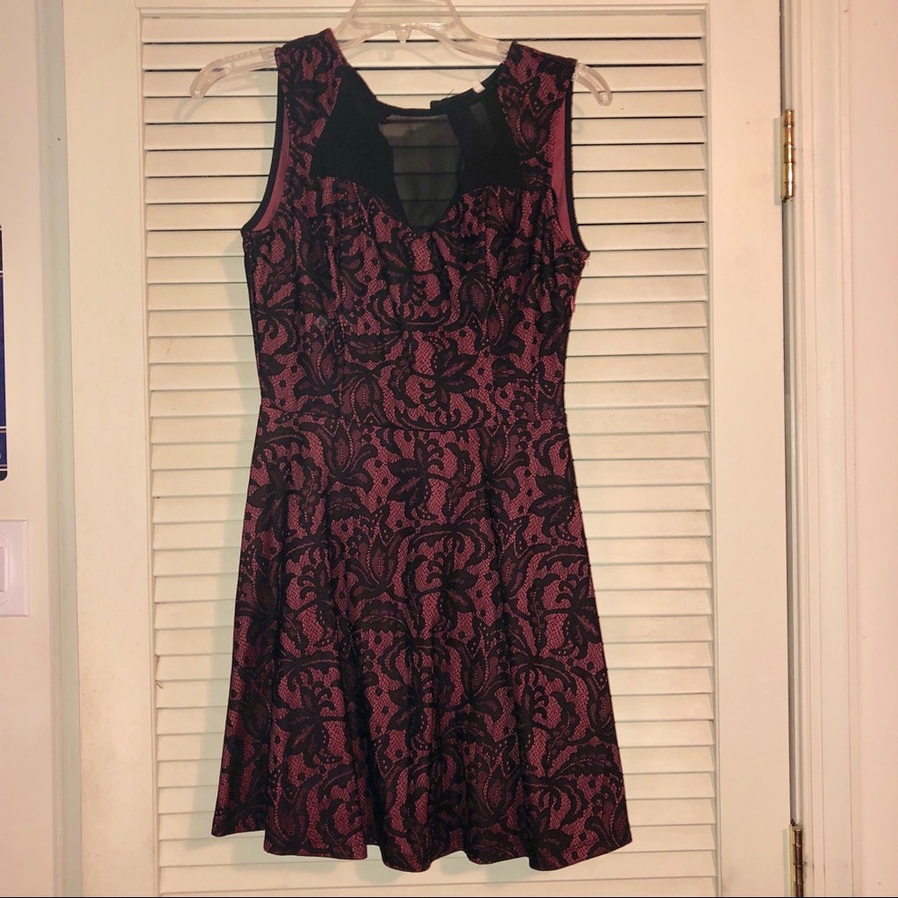 Red & Black Lace Formal Dress